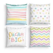 4 Capas Almofadas Decorativas + Enchimento 45cm Dream Big