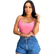 Cropped Top Feminino Básico Alcinha Fina Lançamento Promoção