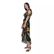 Vestido Maxi Negro Estampado Floral 