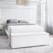 Recamier Baú Ripado Sapateira Box Para Cama Casal Com Pés Em Rodízio De Gel Silicone Com Travas Luca Casa D 002302120 - Branco