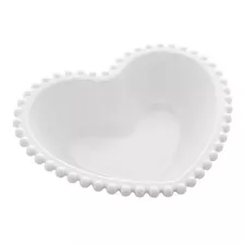 Saladeira Porcelana Coração Beads Branco - Bon Gourmet