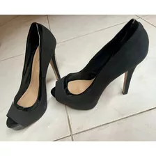 Tacones Dama Negro Con Charol Fiesta