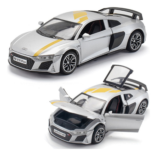 Compatible Con Audi R8 Lms Miniatura Metal Autos Con Luces