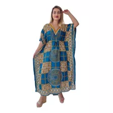 Vestido Kaftan Indiano Longo Estampado Plus Size-cod. 18045b