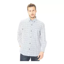 Camisa Manga Larga Estampada Hombre Corte Clasico