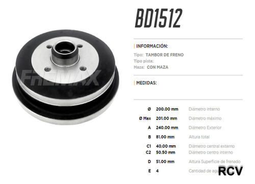 Tambor Frenos Trasera Para Volkswagen Jetta A3 1.8l 1998 Foto 2