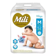 Fralda Descartável Infantil Mili Love & Care M Pacote 52 Unidades