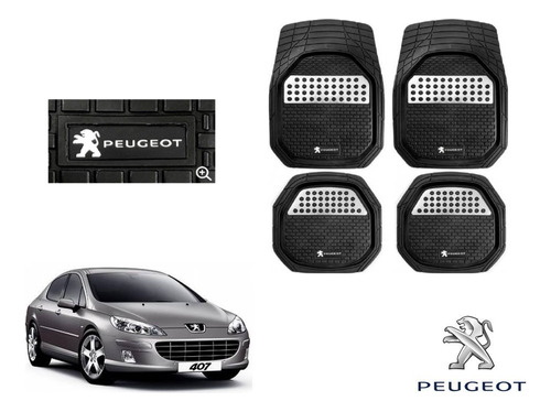 Tapetes 3d Logo Peugeot + Cubre Volante 407 2006 2007 2008 Foto 2