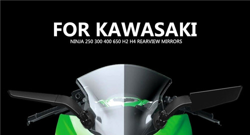 Para Retrovisores De Ala Fija Kawasaki Ninja 250 300 H2 H4 Foto 2