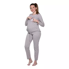 Pijama Embarazo Y Lactancia Mangas Largas Algodón Qs