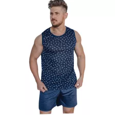 Kit4 Pijama Adulto Masculino Camiseta Regata E Shorts