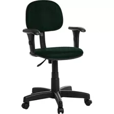 Cadeira Escritorio Secretaria Com Braço Em Crepe Verde