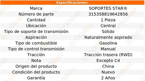 Soporte Para Caja Transmisin Ctral Mustang 3.3l 6 Cil 79 Foto 2