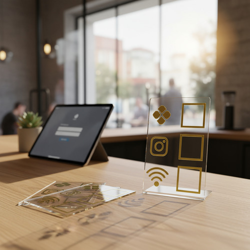 Placa Qr Code Display Pix Wifi Instagram Acrílico Espelhado