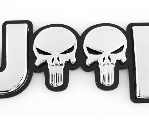 Emblema Jeep Punisher Cromado Fondo Negro Foto 5