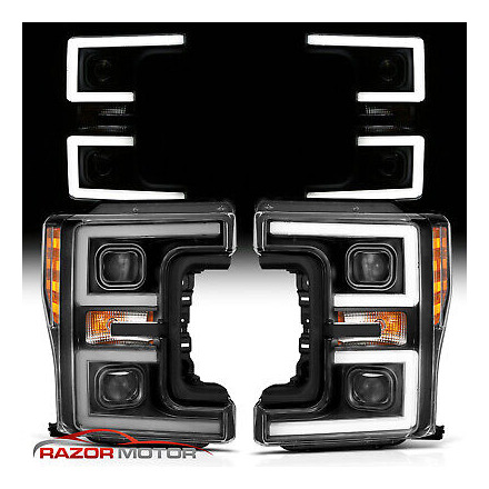 For 17-19 Ford F250 F350 Xl Xlt Pair Black Projector Hea Rzk Foto 2