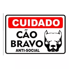 Placa Cuidado Cão Bravo Anti-social Pvc 30cm X 20cm
