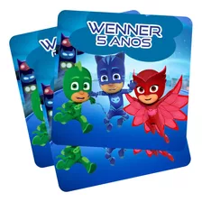 54 Adesivos Personalizados 8x8cm Sacola Surpresa Pj Masks