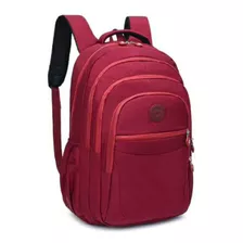 Mochila Feminina Grande Escolar Confortavel Resistente Leve Cor Vermelho Desenho Do Tecido Liso