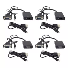 Kit 4 Cabos Adaptador Conversor Vga E Usb Para Hdmi