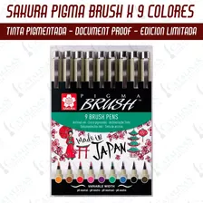 Sakura Micron Pigma Brushpen En Estuche X9 Colores Microcen