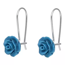 Aros Plata 925 Colgante Flor Turquesa / Todojoyas