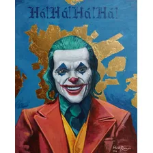 Quadro Coringa Óleo E Folha De Ouro Sobre Painel