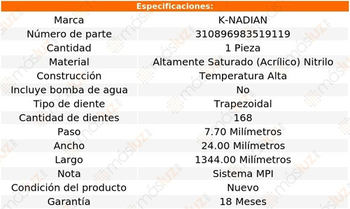 Banda Distribucion Alfa Romeo 156 L4 2.0l 02-04 K-nadian Foto 3