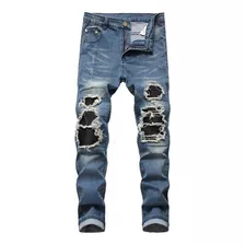 Para Chupines Jeans Con Roto Jeans Hombre Efecto Desgastado