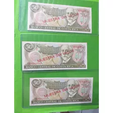 Tres Billete 50 Espécimen Consecutivos Costa Rica Unc.