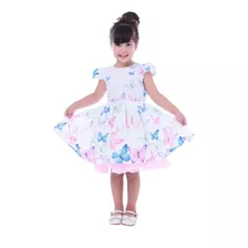 Vestido Infantil Branco Com Borboletas