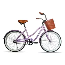 Bicicleta De Paseo Femenina Black Panther Vintage Cruiser 2020 R26 Único 1v Freno Contrapedal Color Violeta Con Pie De Apoyo