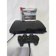 Sony Playstation 3 Slim 160gb Standard Cor Charcoal Black + 9 Jogos