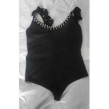 Body Negra Con Perlas Ropa De Mujer