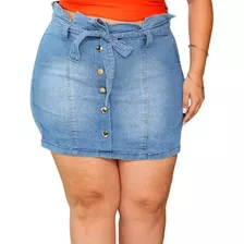 Shorts Saia Jeans Feminino Cintura Alta Plus Size 