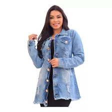 Jaqueta Jeans Max Feminina Sobretudo Parca Lisa Barato Reven