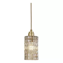 Lustre Pendente Blumenau Conhaque Faces Dourado E27 Bivolt 110v/220v