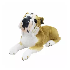 Cachorro Bulldog Marrom Claro Deitado Realista 55cm Pelúcia