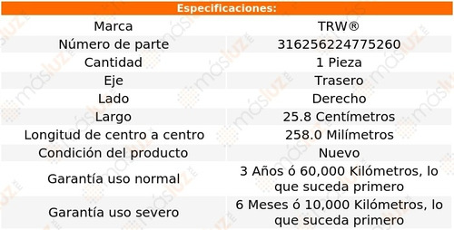 1- Tornillo Estabilizador Trasero Derecho Xf 2009/2015 Trw Foto 2