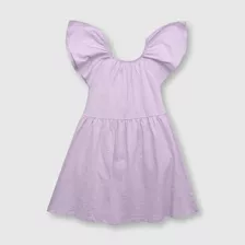 Vestido De Niñas Algodón Violeta (2 A 12 Años)