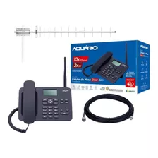 Kit Telefone De Mesa Rural Dual Chip Quadriband Aquario 42s