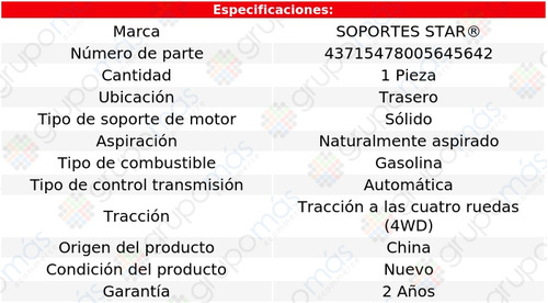 Soporte Motor Tras S Star Gmc Tracker L4 1.6l 89 A 91 Foto 2