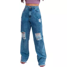 Calça Wide Leg Jeans Pantalona Modelo Novo Larga Na Perna