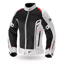 Campera Moto Cordura Mujer Verano Seventy Jt36 Blanca Roja