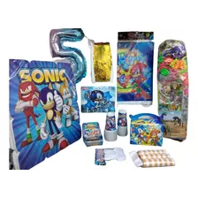 Kit Decoración Sonic 24 Invitados Con Cajitas Para Sorpresas