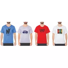 Kit 4 Camisetas Camisa Masculinas Diversas Estampas Promoção
