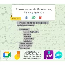 Clases Virtuales De Matemática, Física Y Química