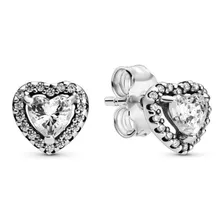 Aretes Pandora Pendientes Corazón Elevado Plata Ale 925