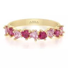 Churumbela 14k Oro Gemas Corazones Rosas Abba Joyas