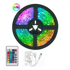 Fita Led Rgb 5050 Rolo 5m 16 Cores Ip65 Com Controle E Fonte